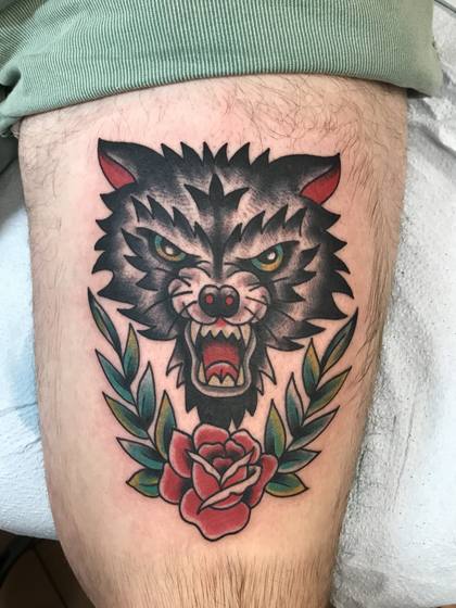 Color tattoo work by Chris Tate