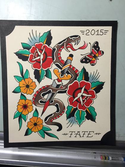 Flash tattoo work by Chris Tate