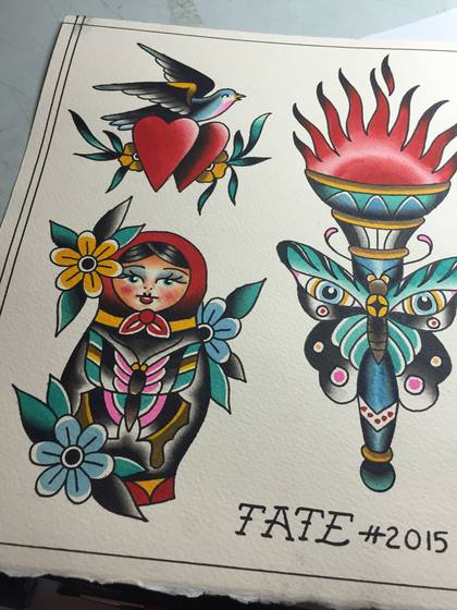 Flash tattoo work by Chris Tate